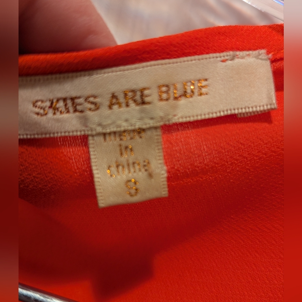 Skies Are Blue Stitch Fix Satin Orange Polyester Blouse Top Sz Small *GUC - Picture 2 of 13